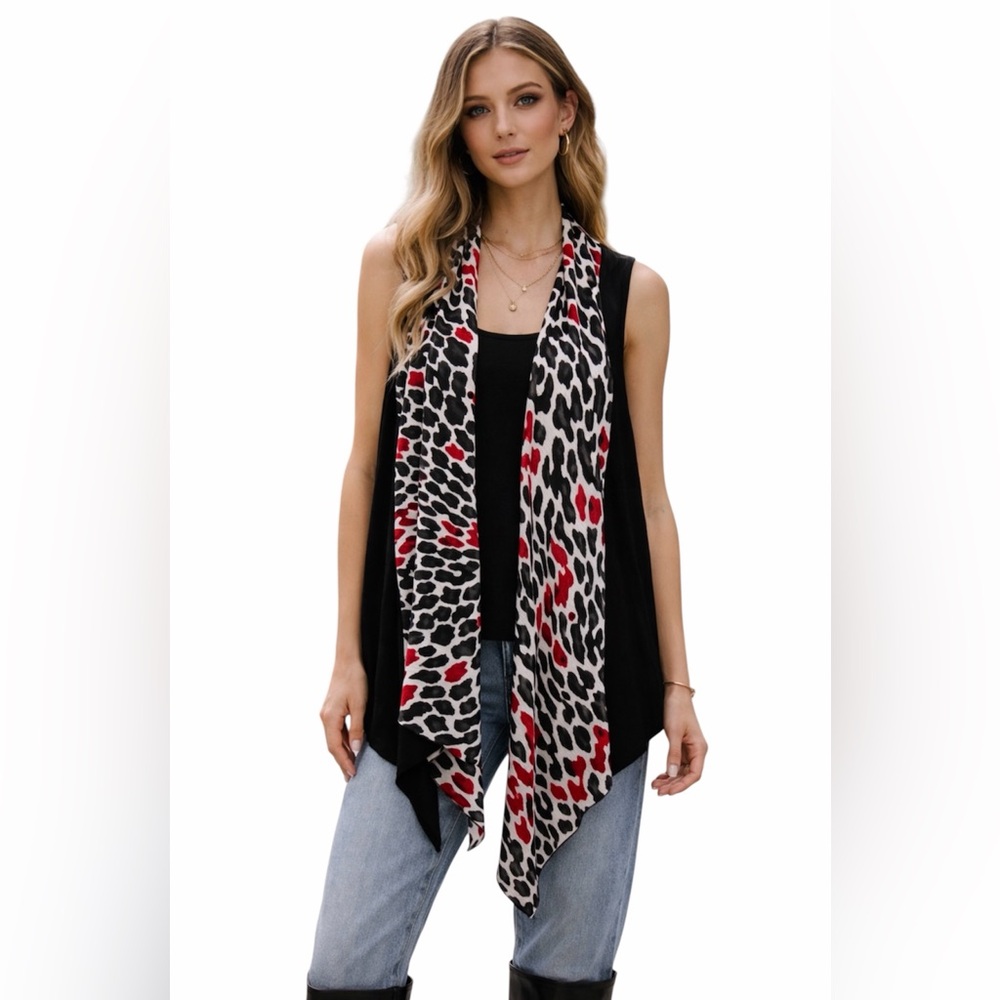 Chico Leopard Print Faux Leather Vest